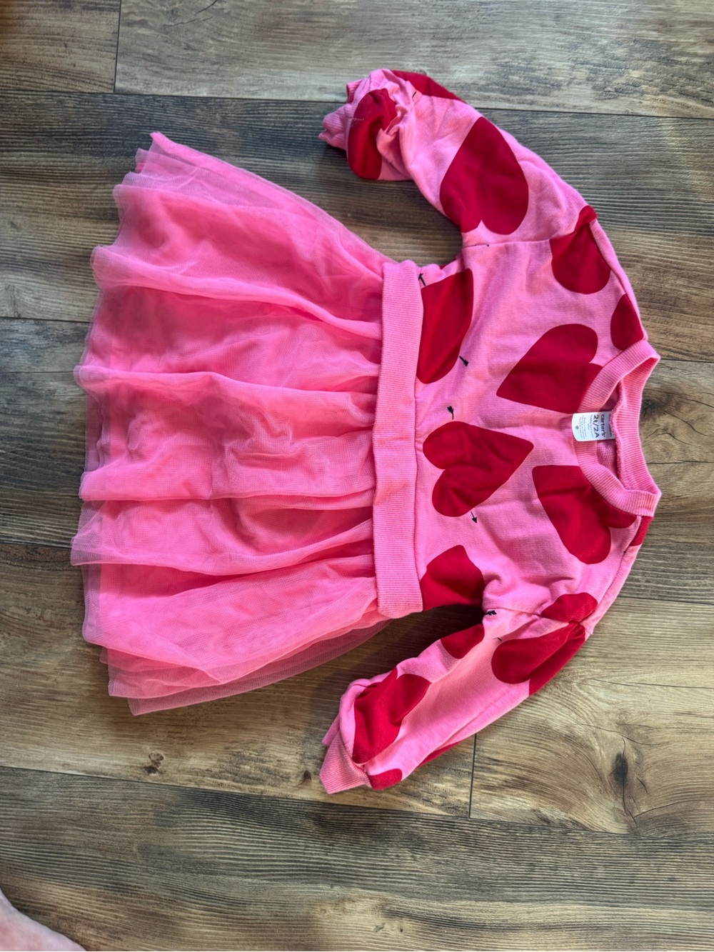 Carter’s Girls 2T Pink Red Heart Tulle Dress